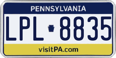 PA license plate LPL8835
