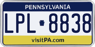 PA license plate LPL8838