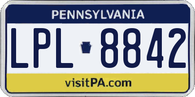 PA license plate LPL8842