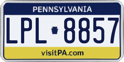PA license plate LPL8857