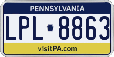 PA license plate LPL8863