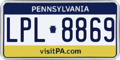 PA license plate LPL8869