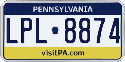 PA license plate LPL8874