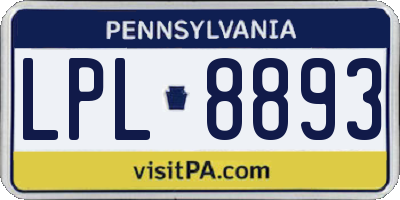 PA license plate LPL8893