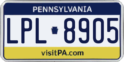 PA license plate LPL8905