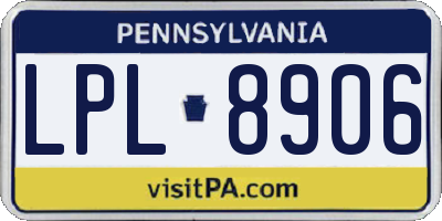 PA license plate LPL8906