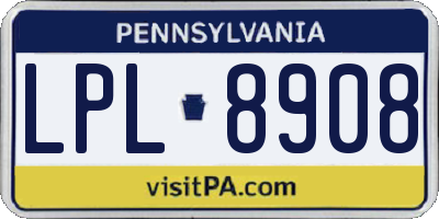PA license plate LPL8908