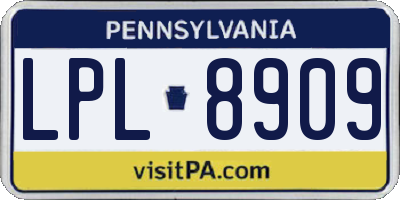 PA license plate LPL8909