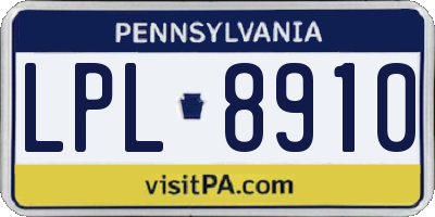 PA license plate LPL8910