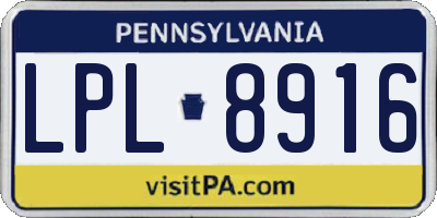 PA license plate LPL8916