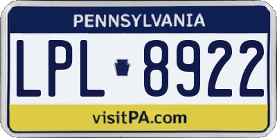 PA license plate LPL8922