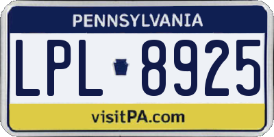 PA license plate LPL8925