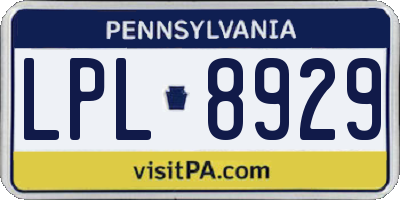 PA license plate LPL8929