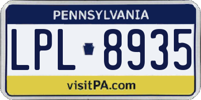 PA license plate LPL8935