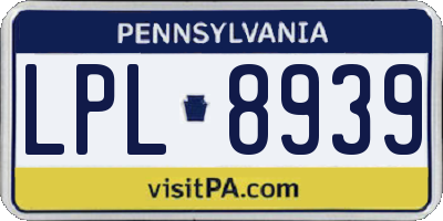 PA license plate LPL8939
