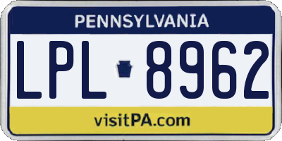 PA license plate LPL8962