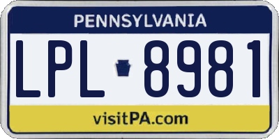 PA license plate LPL8981
