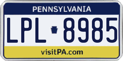 PA license plate LPL8985