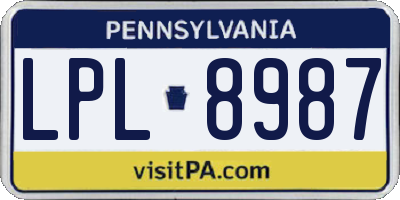 PA license plate LPL8987