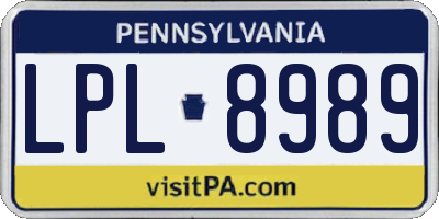 PA license plate LPL8989