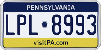 PA license plate LPL8993
