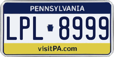 PA license plate LPL8999