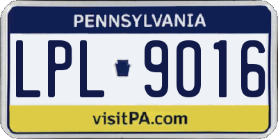 PA license plate LPL9016