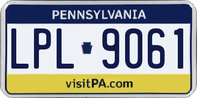 PA license plate LPL9061