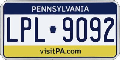 PA license plate LPL9092