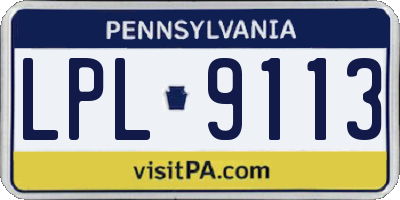 PA license plate LPL9113