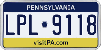 PA license plate LPL9118