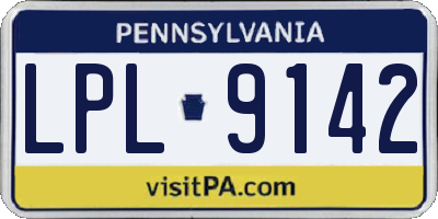 PA license plate LPL9142