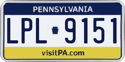 PA license plate LPL9151