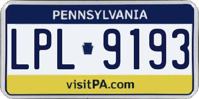 PA license plate LPL9193