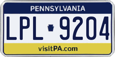 PA license plate LPL9204