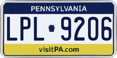 PA license plate LPL9206