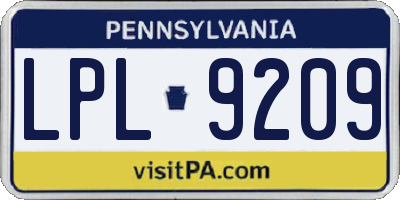 PA license plate LPL9209