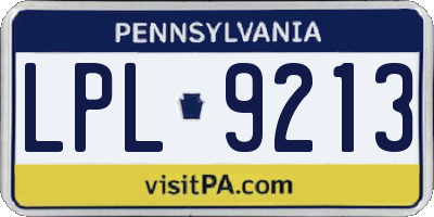PA license plate LPL9213