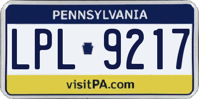 PA license plate LPL9217