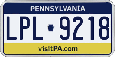 PA license plate LPL9218