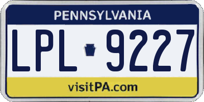PA license plate LPL9227