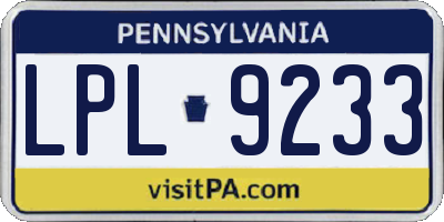 PA license plate LPL9233