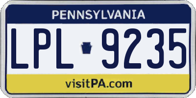 PA license plate LPL9235
