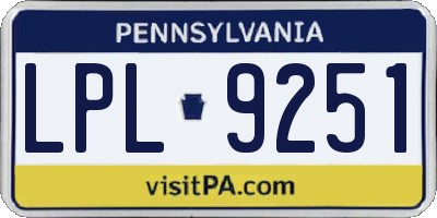 PA license plate LPL9251