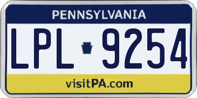 PA license plate LPL9254