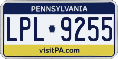 PA license plate LPL9255