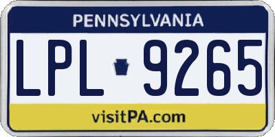 PA license plate LPL9265