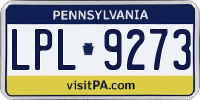 PA license plate LPL9273