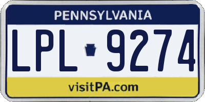 PA license plate LPL9274