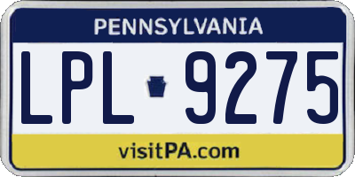 PA license plate LPL9275